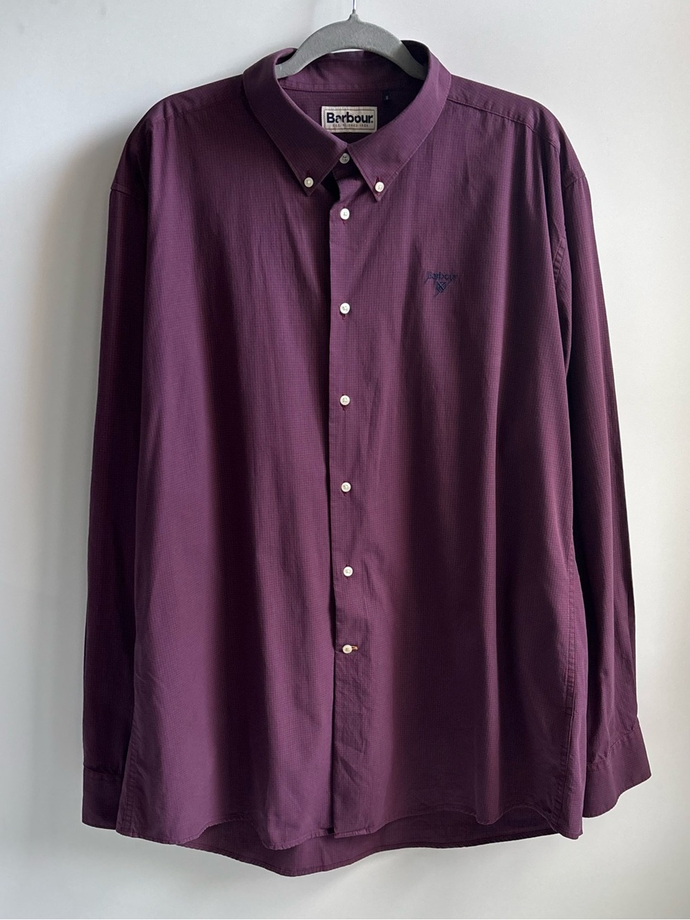 Barbour Tailored Fit Button Down Longsleeve Shirt Burgundy Size 2XL
